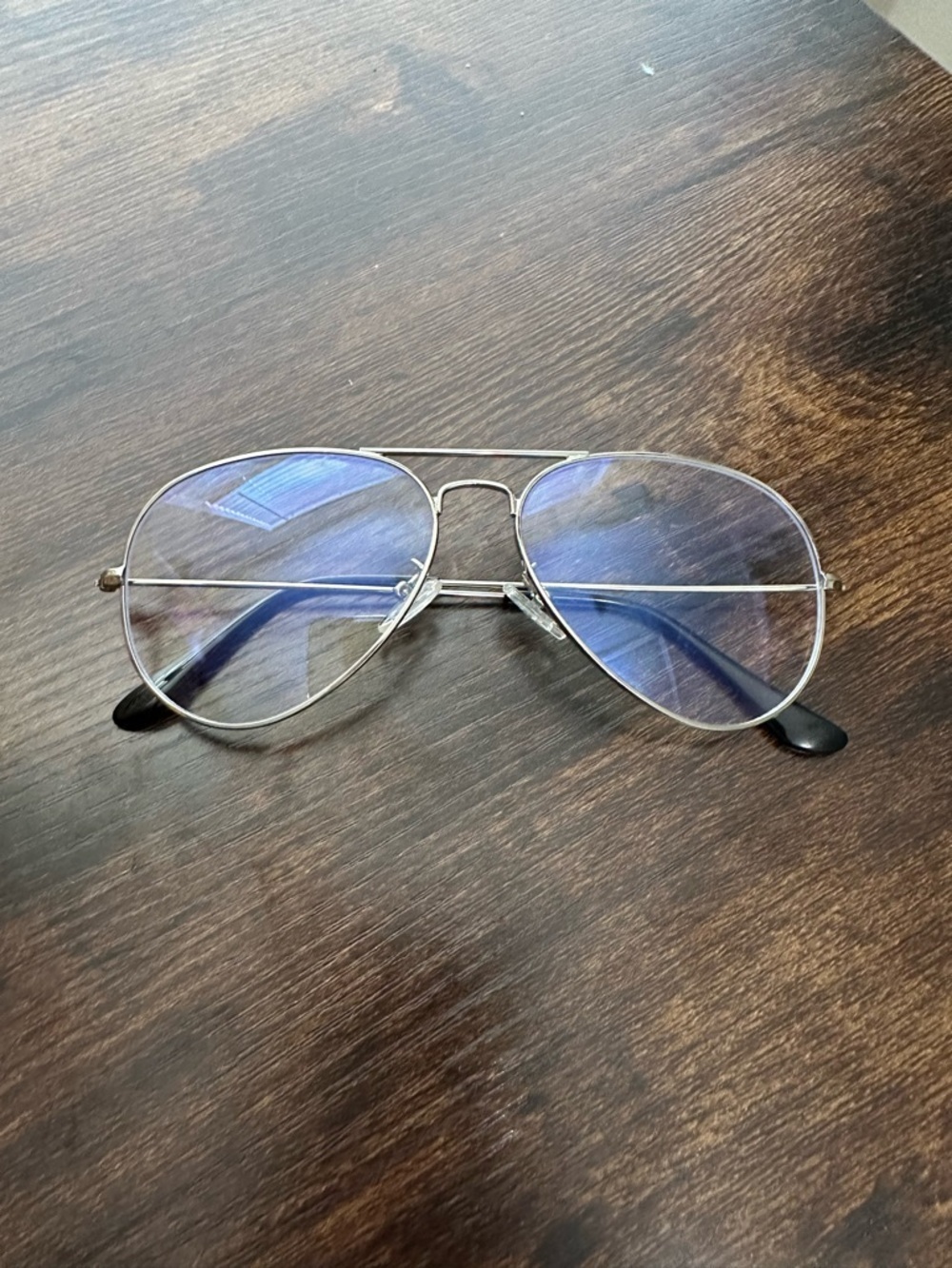 Aviator Blue-Tint blue light clear and silver glasses